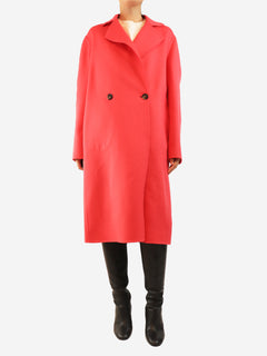 Pink wool long coat - size UK 10