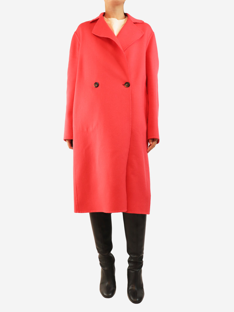 Pink wool long coat - size UK 10