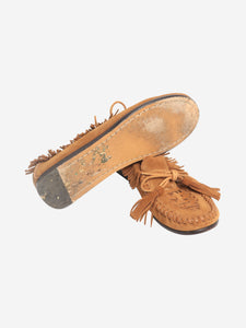 Isabel Marant Tan suede fringed Moccasins - size EU 39