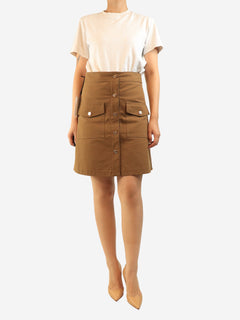 Tan cotton button-front midi skirt - size UK 10 Skirts Celine 