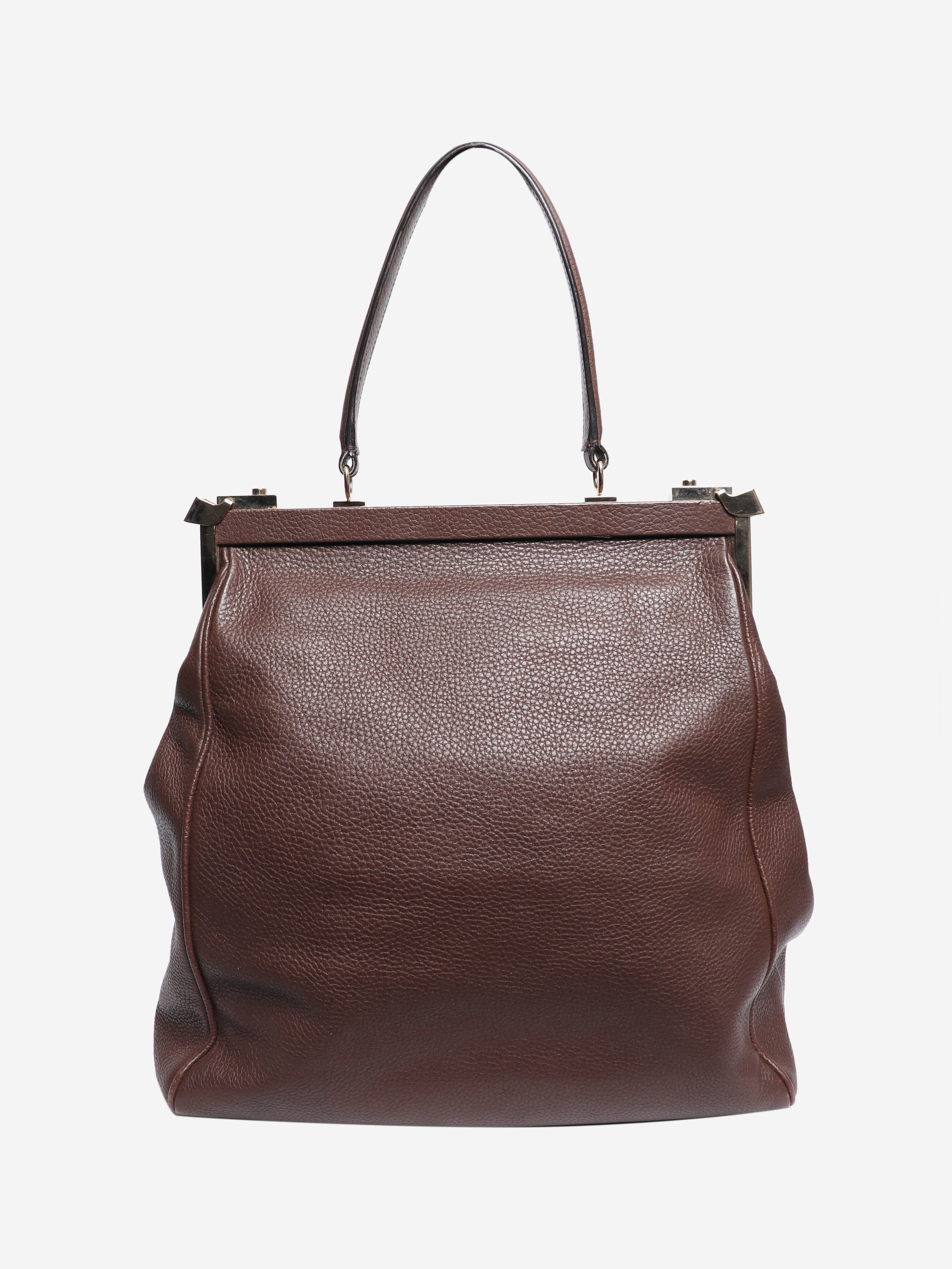 Brown frame leather tote bag Top Handle Bags Giorgio Armani 