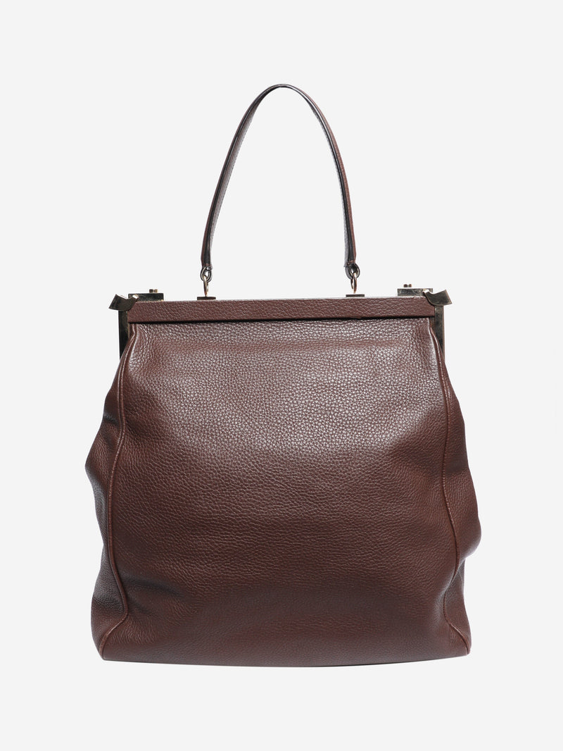 Brown frame leather tote bag Top Handle Bags Giorgio Armani 