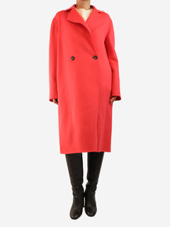 Pink wool long coat - size UK 10