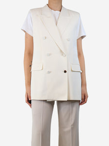 Gabriela Hearst Cream sleeveless double-breasted jacket - size UK 12
