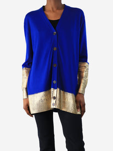 Loewe Blue and gold hem detail cardigan - size XS