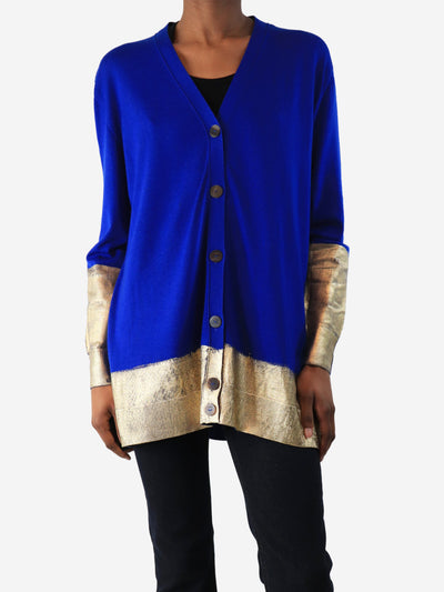 Blue and gold hem detail cardigan - size XS Knitwear Loewe 