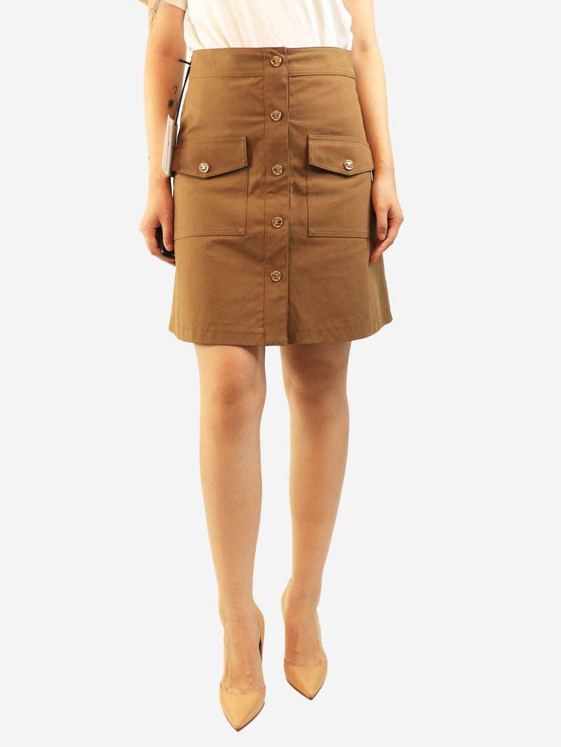 Tan cotton button-front midi skirt - size UK 10 Skirts Celine 