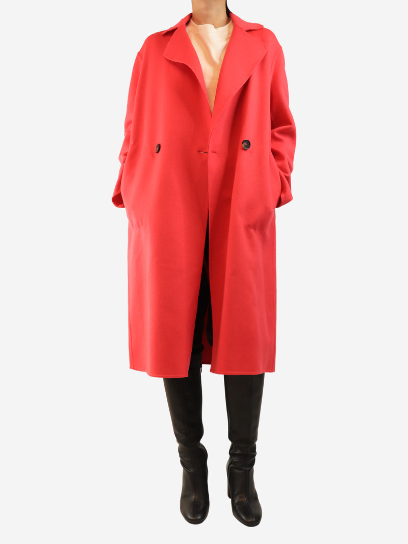 Pink wool long coat - size UK 10
