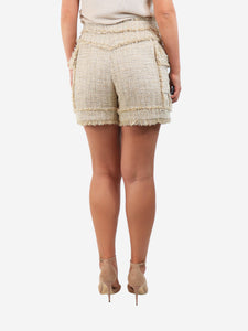 Balmain Beige tweed boucle shorts - size UK 12