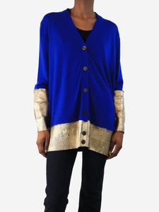 Loewe Blue and gold hem detail cardigan - size XS