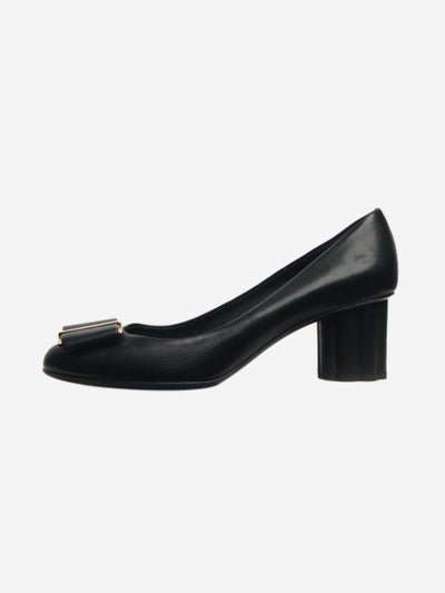 Black leather bow pumps - size EU 39 Heels Salvatore Ferragamo 