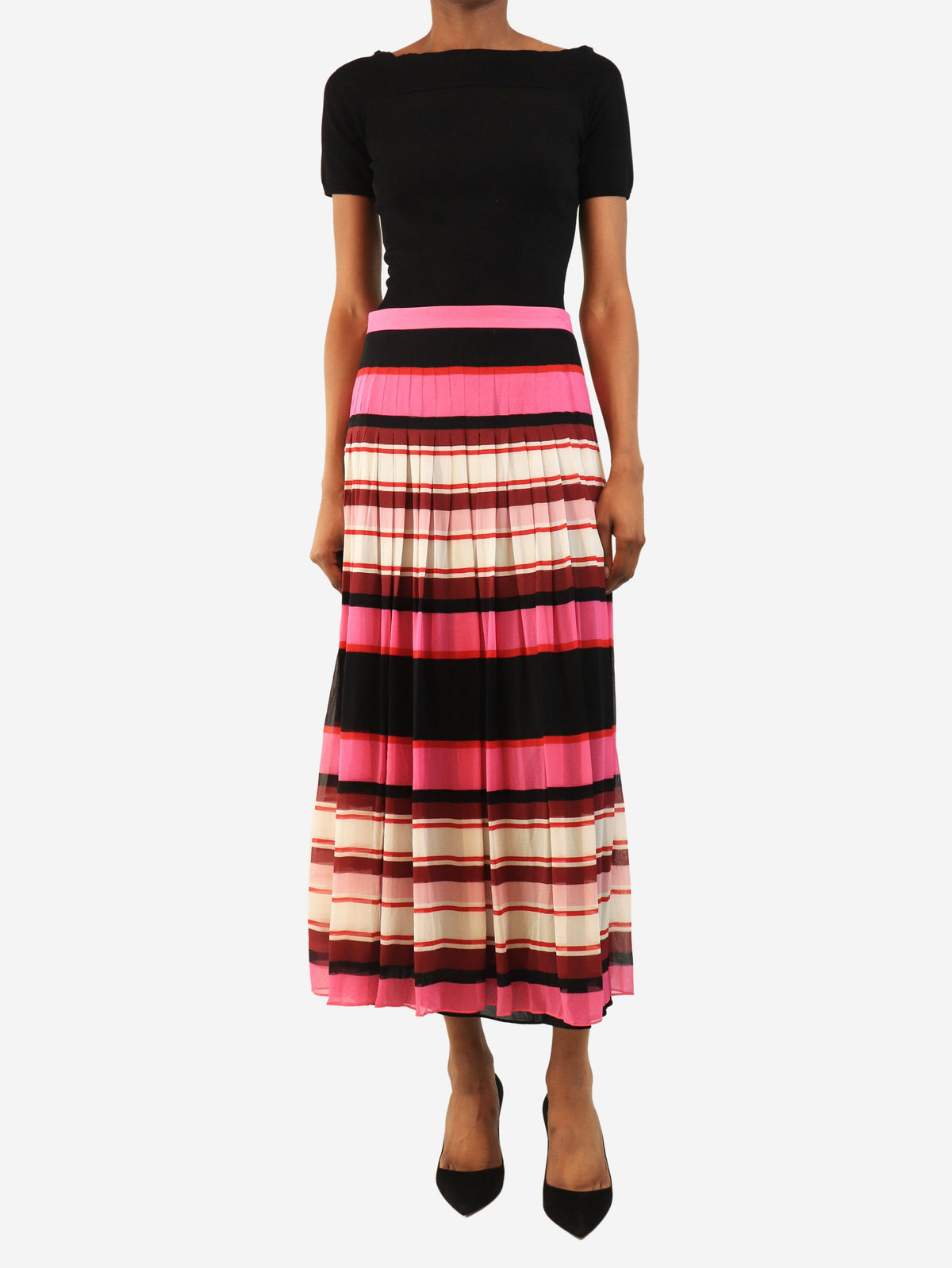 Pink striped midi skirt - size UK 8 Skirts Valentino 