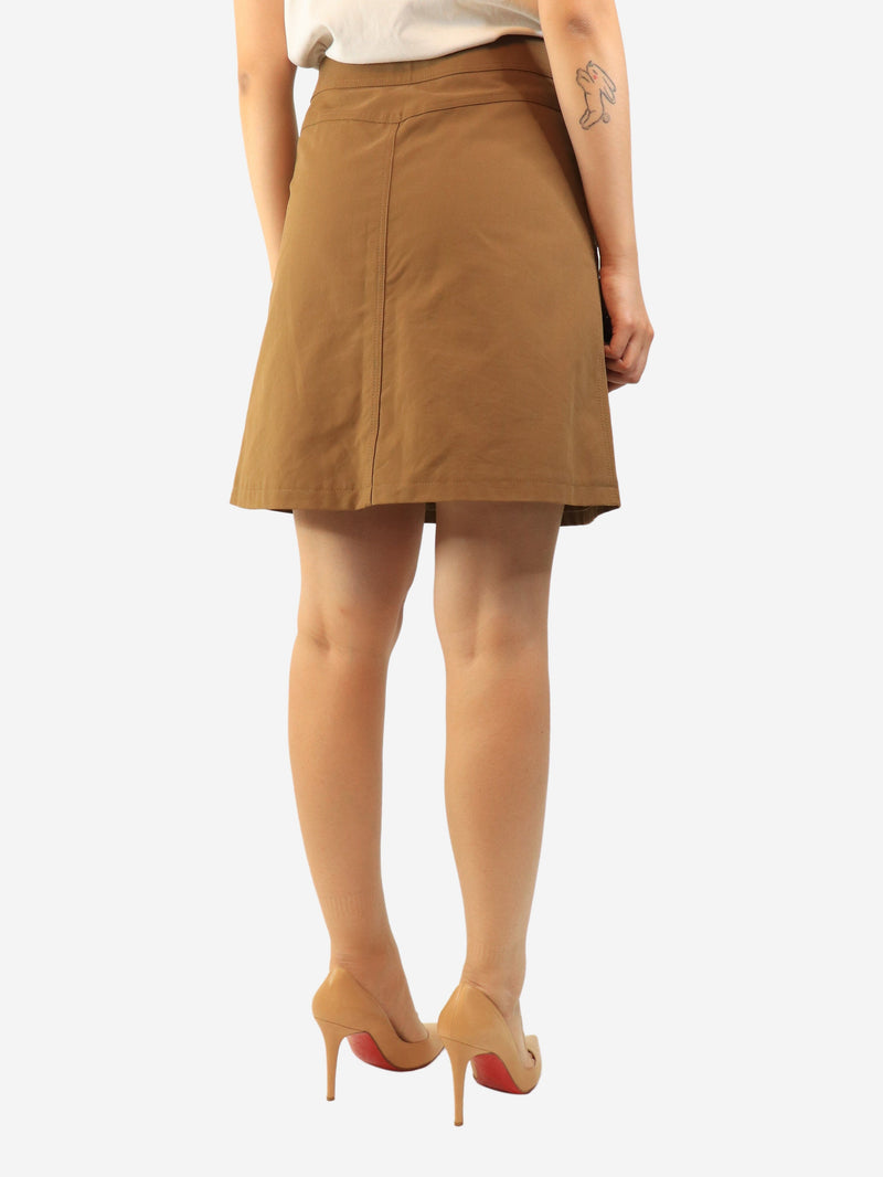 Tan cotton button-front midi skirt - size UK 10 Skirts Celine 