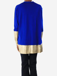 Loewe Blue and gold hem detail cardigan - size XS