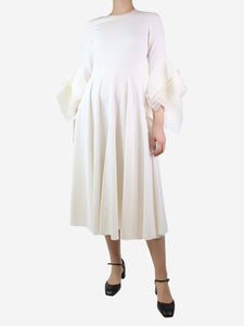 Roksanda White silk organza-trimmed crepe midi dress - size UK 8
