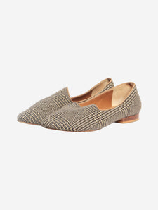 Le Monde Beryl Brown tweed check flat shoes - size EU 42