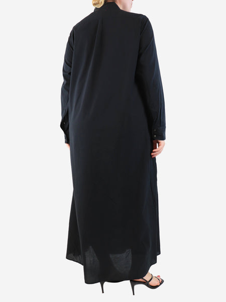 Black cotton midi shirt dress - size M alternate image