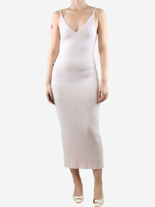 Sablyn Cream rib-knit midi dress - size UK 10