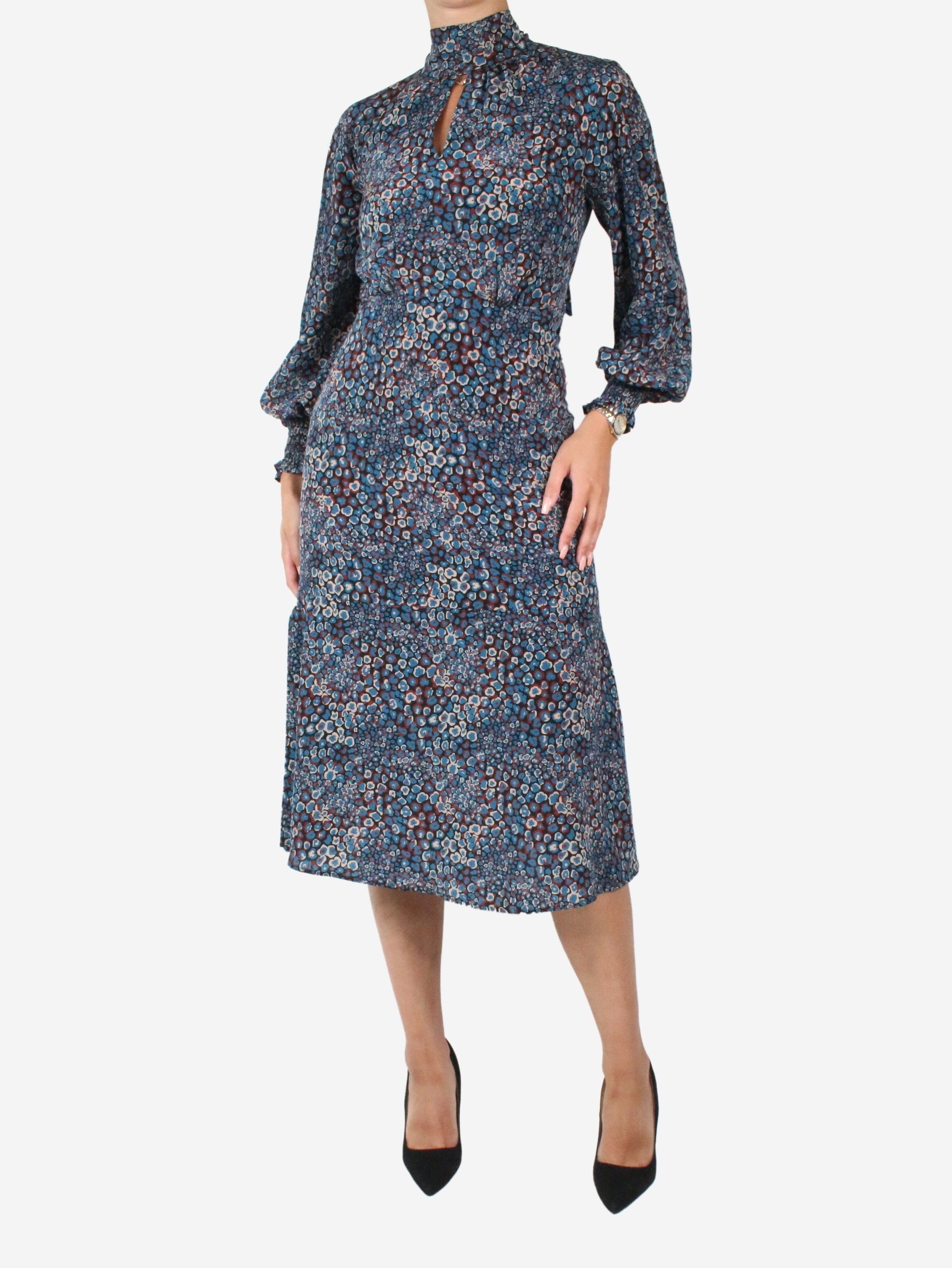 Cefinn pre owned blue silk printed midi dress Sign of the Times