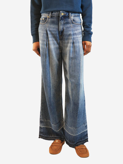 Blue pleated wide-leg woven jeans - size UK 6 Denim Ganni 