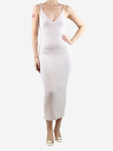 Sablyn Cream rib-knit midi dress - size UK 10