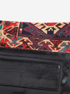 Dries Van Noten Multicolour tapestry and shell-embellished clutch