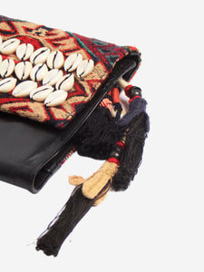 Dries Van Noten Multicolour tapestry and shell-embellished clutch