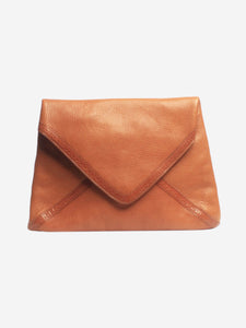 Dries Van Noten Tan grained leather envelope clutch