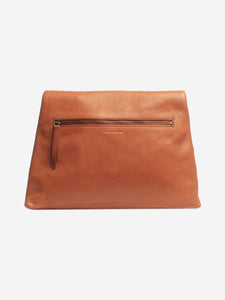 Dries Van Noten Tan grained leather envelope clutch