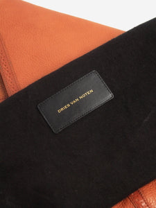 Dries Van Noten Tan grained leather envelope clutch