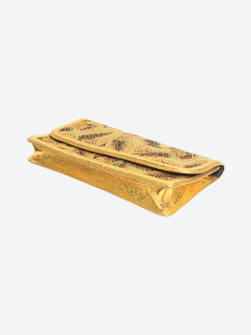 Green and gold floral jacquard clutch Clutch bags Dries Van Noten 