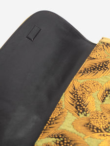 Dries Van Noten Green and gold floral jacquard clutch