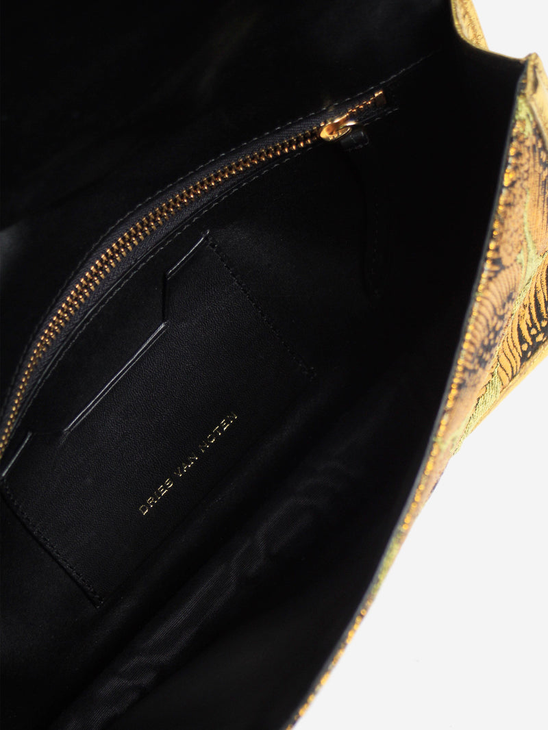 Green and gold floral jacquard clutch Clutch bags Dries Van Noten 