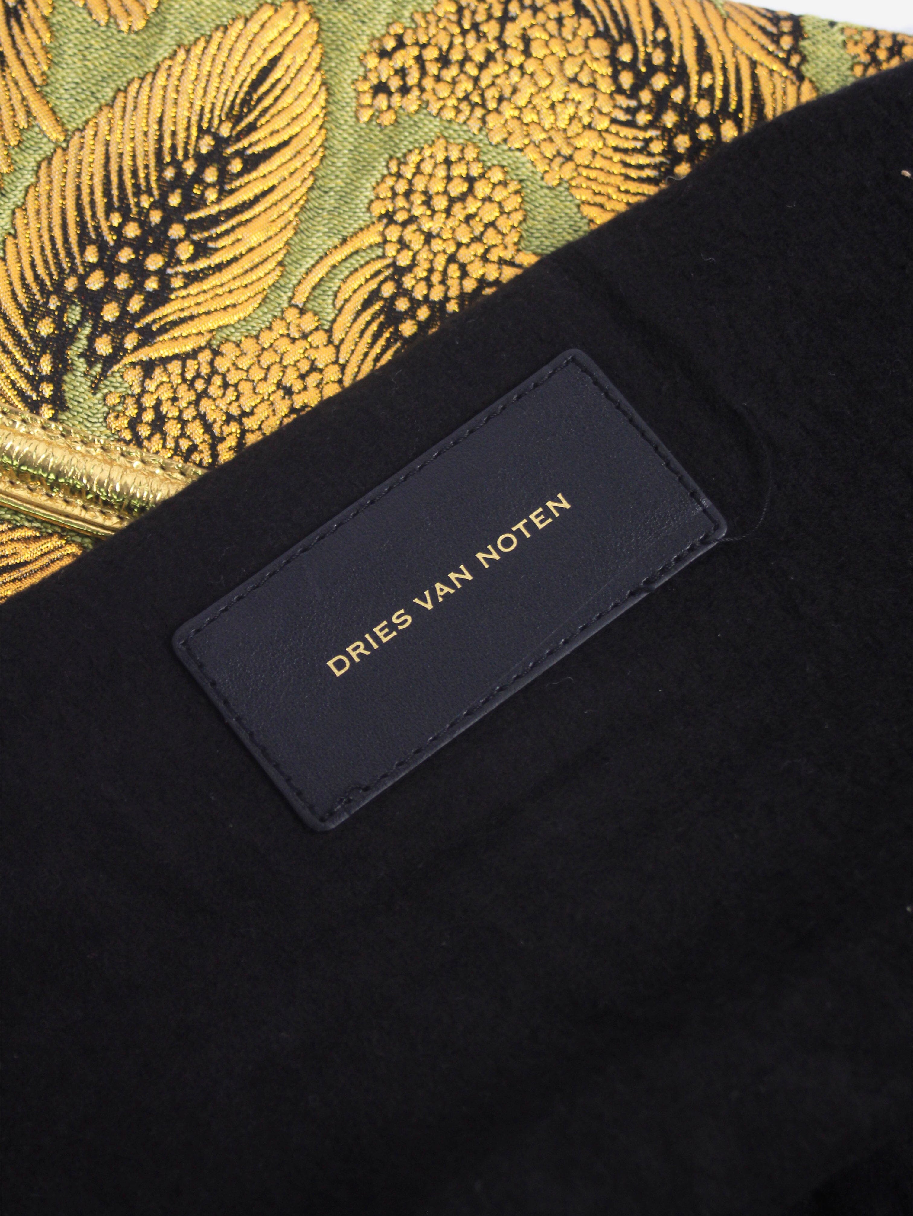Green and gold floral jacquard clutch Clutch bags Dries Van Noten 