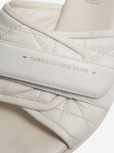 Christian Dior Cream quilted velcro-strap sandals - size EU 38