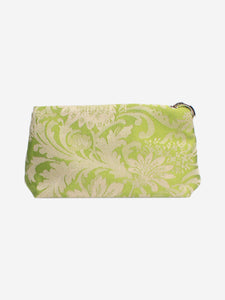 Dries Van Noten Green floral jacquard envelope clutch