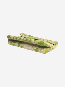 Dries Van Noten Green floral jacquard envelope clutch