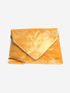 Dries Van Noten Yellow velvet envelope clutch