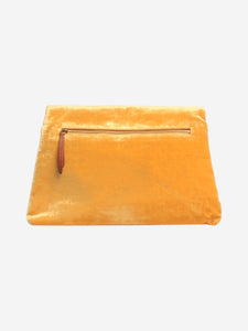 Dries Van Noten Yellow velvet envelope clutch