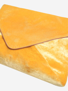 Dries Van Noten Yellow velvet envelope clutch