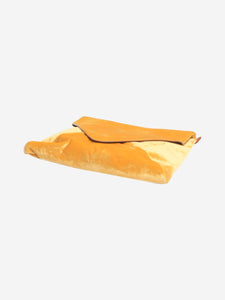 Dries Van Noten Yellow velvet envelope clutch