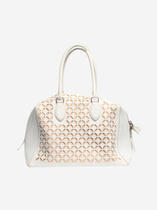 Alaia White leather laser-cut top handle bag