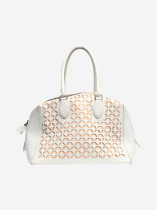 Alaia White leather laser-cut top handle bag