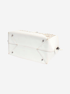 Alaia White leather laser-cut top handle bag