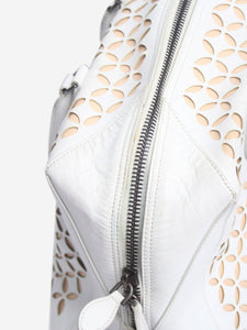 Alaia White leather laser-cut top handle bag