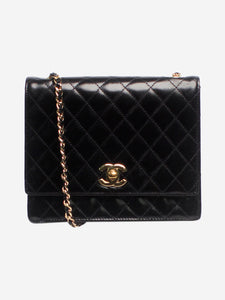 Chanel Black 2011 patent quilted mini single flap bag