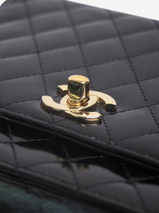 Chanel Black 2011 patent quilted mini single flap bag