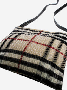 Burberry Neutral beaded check mini bag