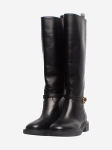 Gianvito Rossi Black leather knee-high riding boots - size EU 38