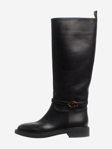 Gianvito Rossi Black leather knee-high riding boots - size EU 38